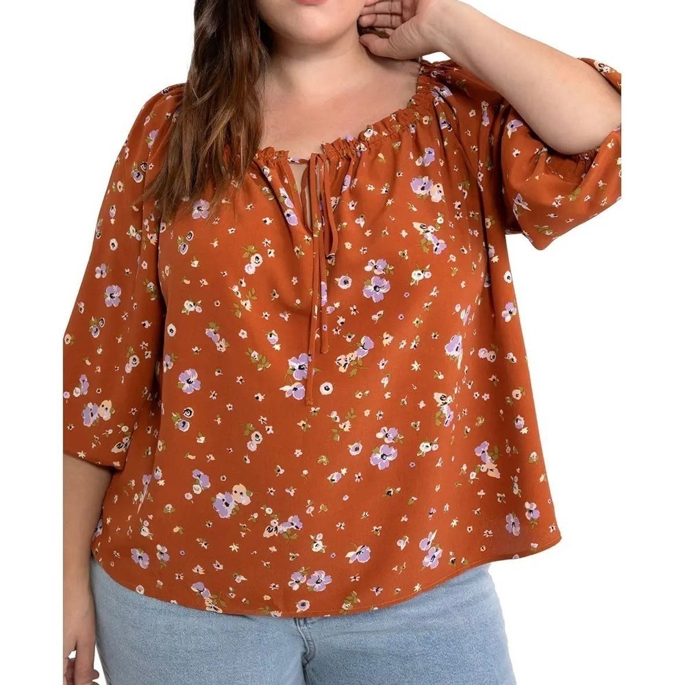 SANCTUARY DRIFTER FLORAL CREPE BLOUSE IN EARTH BLOOM NWT WOMEN'S‎ SIZE MEDIUM